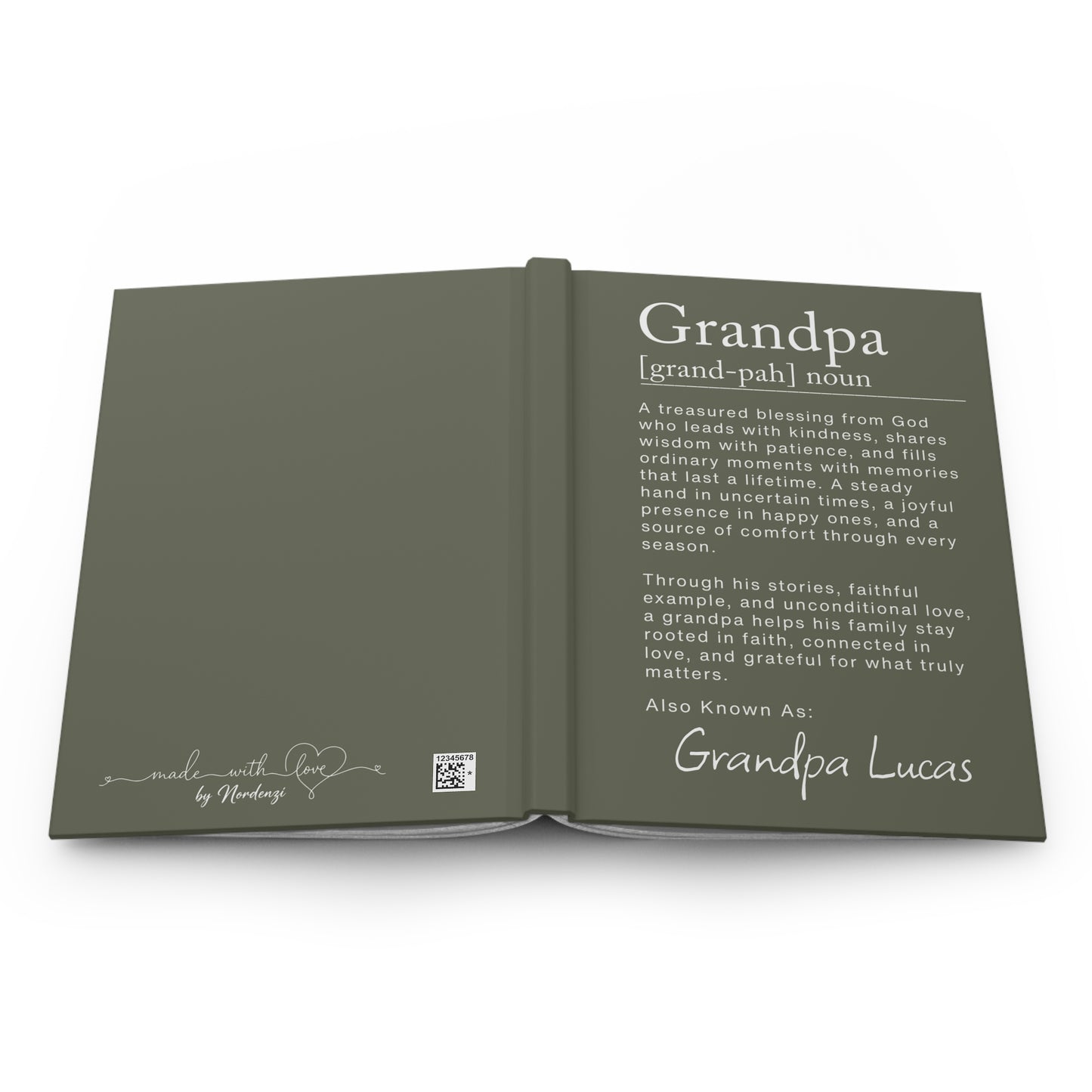 Grandpa Definition Personalized Journal – Christian Keepsake Gift for Papa, Pop & Grandpa