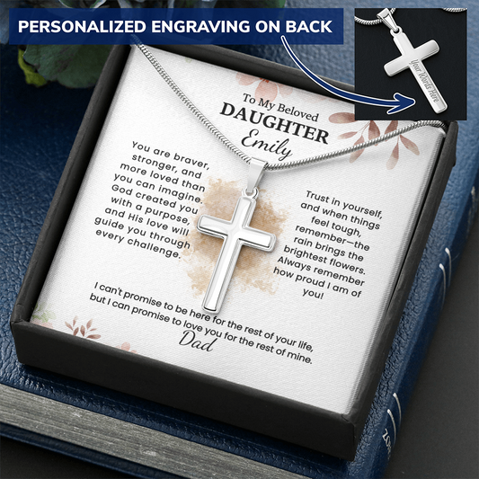 Personalized cross necklace with engraved message — Christian gift for daughter from Dad | Nordenzi