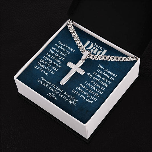 Cuban link chain with engraved cross — Christian gift for dad | Nordenzi