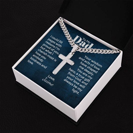 Personalized Cuban link chain with engraved cross — Christian gift for Dad | Nordenzi