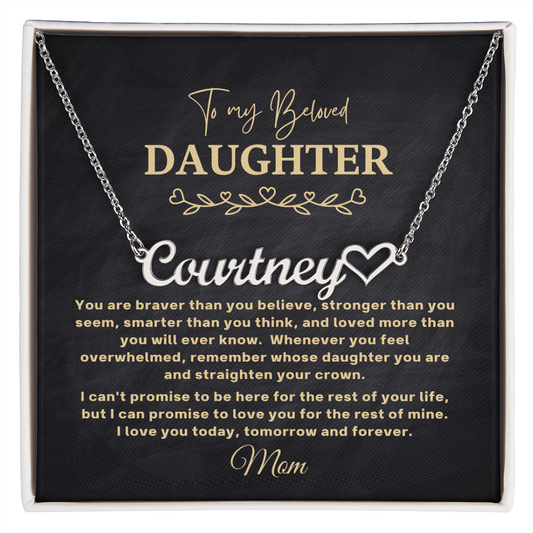 Heart shaped necklace daughter silver Brave Loved — Christian gift from dad | Nordenzi