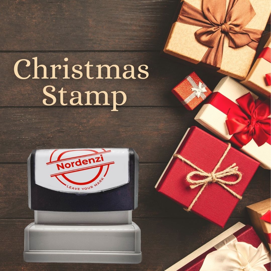 Self-Inking Christmas Rubber Stamp - MERRY CHRISTMAS - RED INK