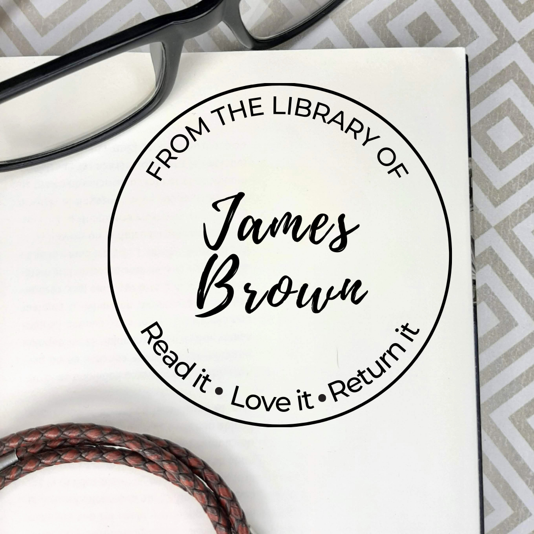 ➣ Custom Book Stamp Round, Ex Libris Round, From the Library