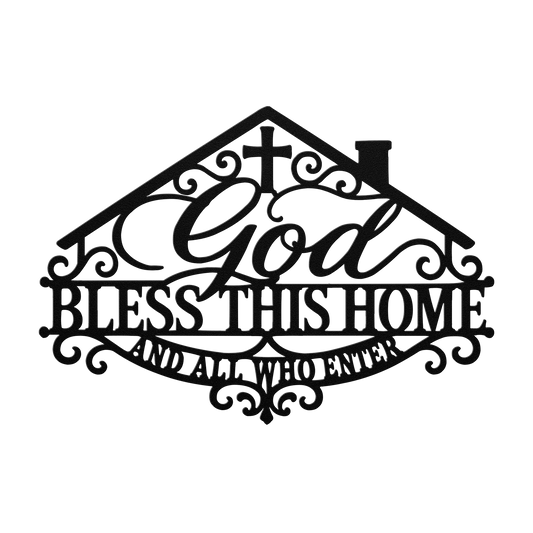 God Bless This Home Metal Sign — Christian Housewarming Gift — Nordenzi