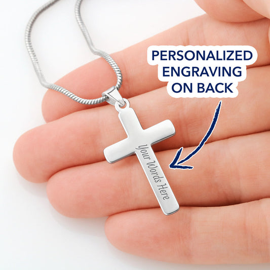 meaningful engraved cross necklace