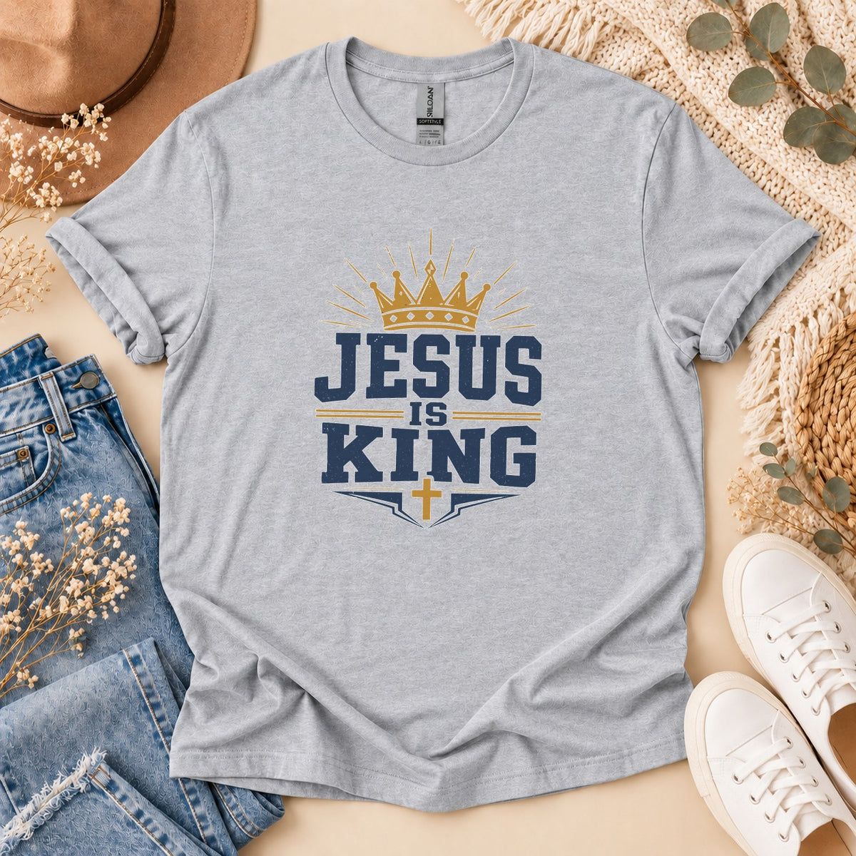 Jesus Is King Vintage Crown T-Shirt