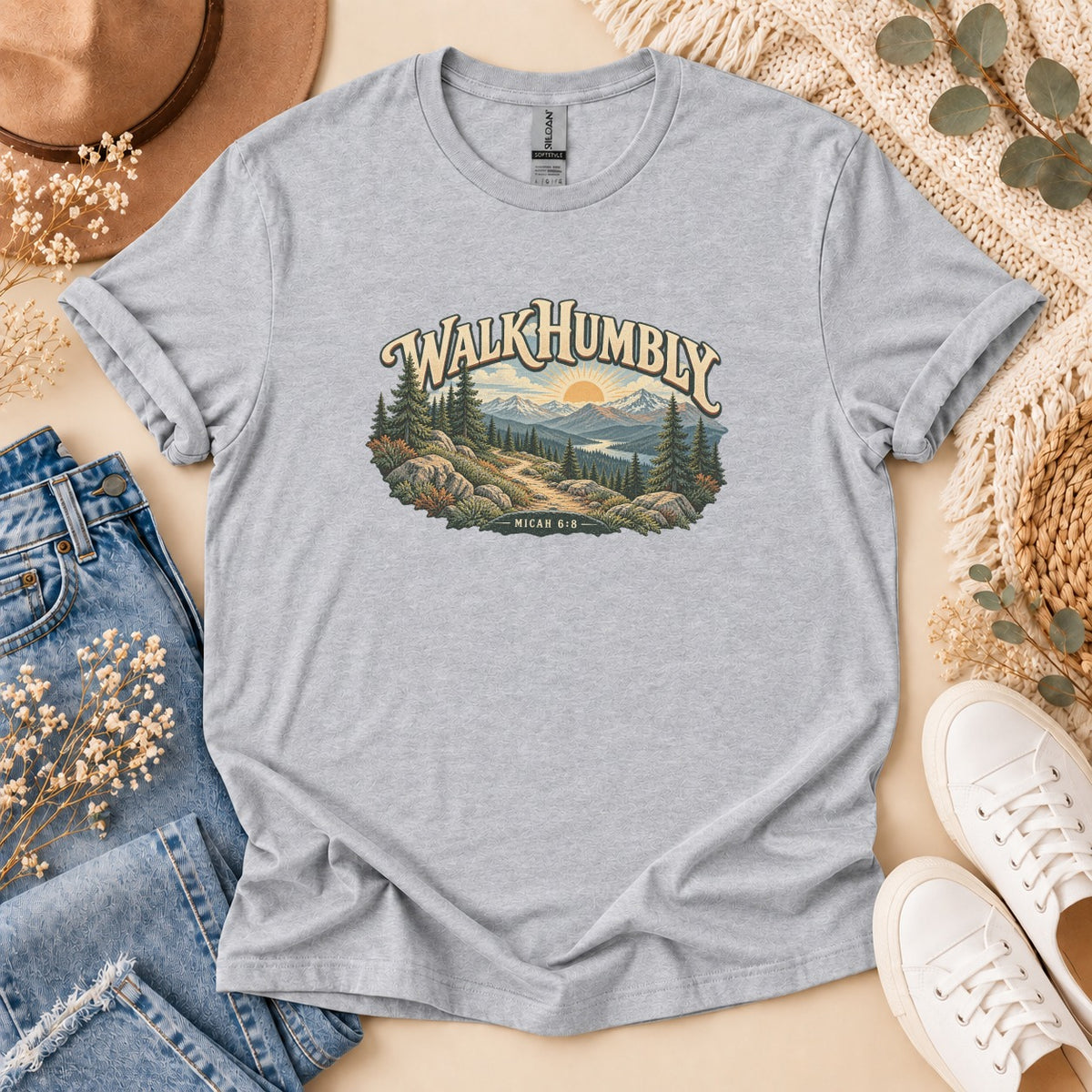 Walk Humbly Micah 6:8 Mountain T-Shirt