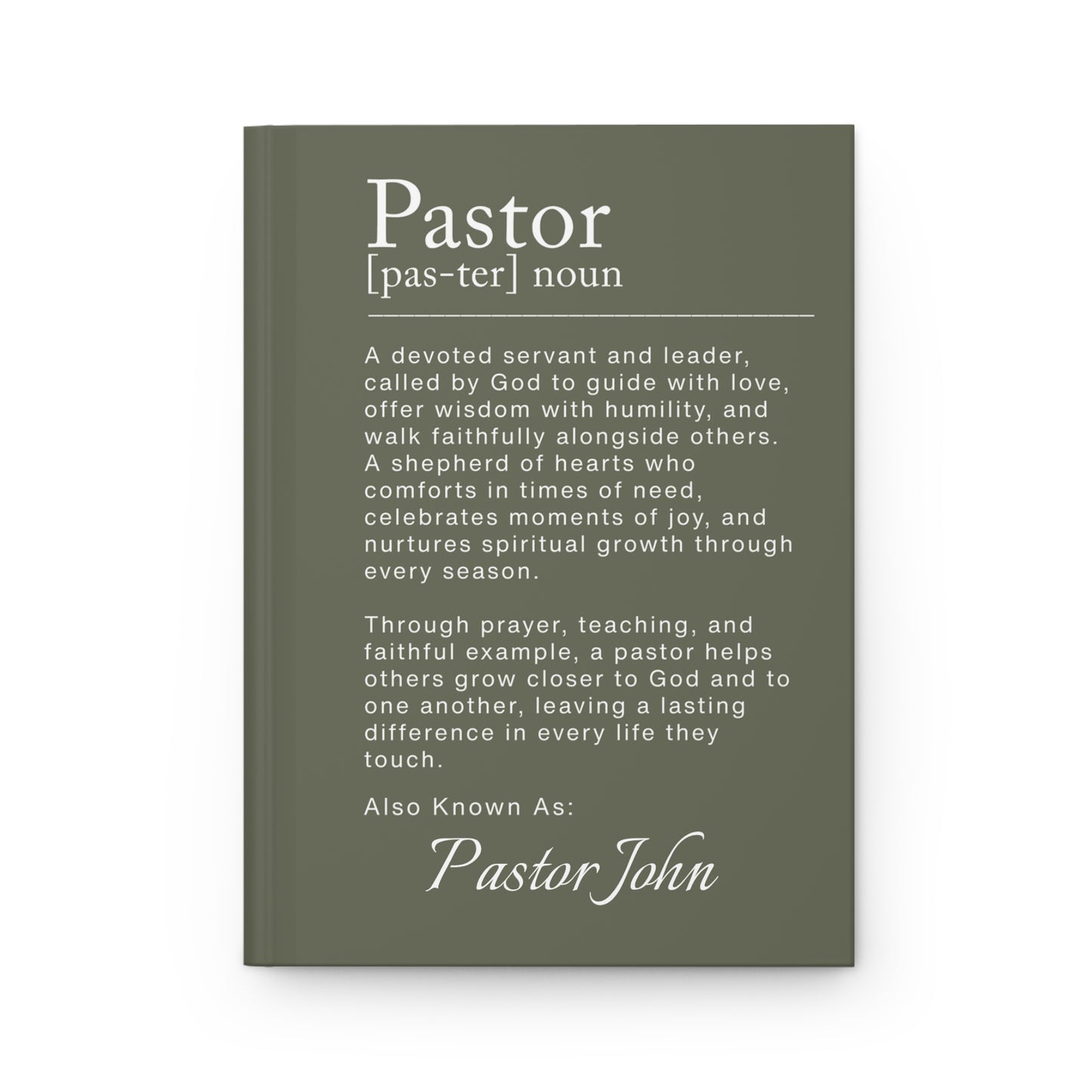Pastor Definition Personalized Journal – Christian Appreciation Gift for Pastor Appreciation Month