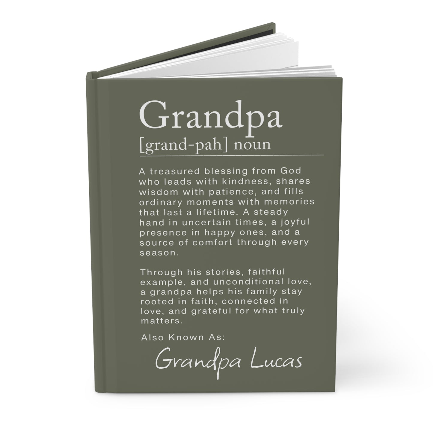 Grandpa Definition Personalized Journal – Christian Keepsake Gift for Papa, Pop & Grandpa