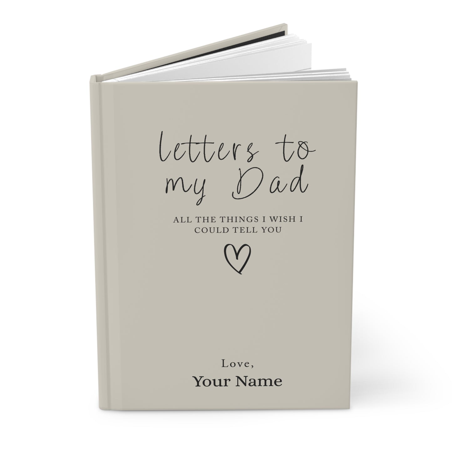 Letters to My Dad Custom Hardcover Journal — open pages showing lined paper | Nordenzi