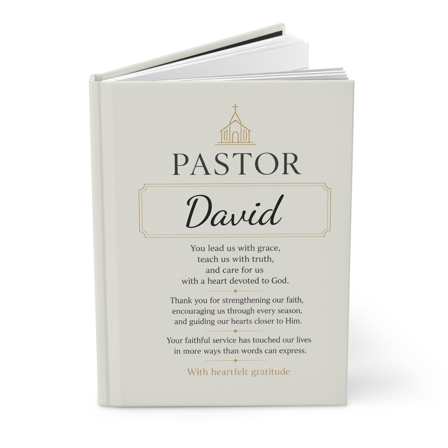 Pastor Personalized Hardcover Journal — back cover detail | Nordenzi