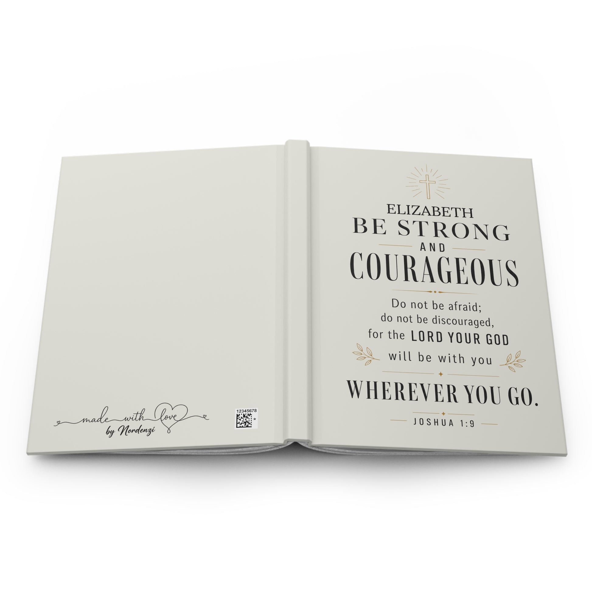 Be Strong and Courageous Healing Journal — matte cover texture detail | Nordenzi