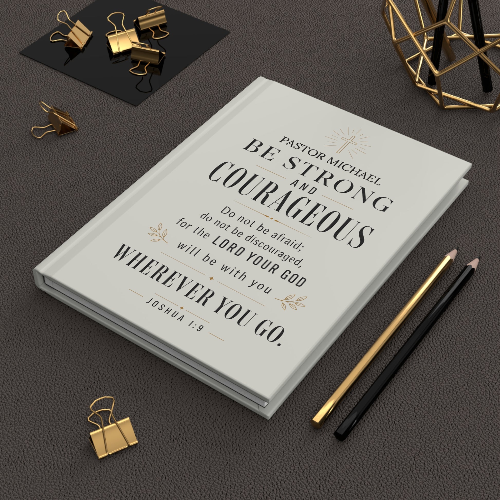 Be Strong and Courageous Pastor Journal — matte cover texture detail | Nordenzi