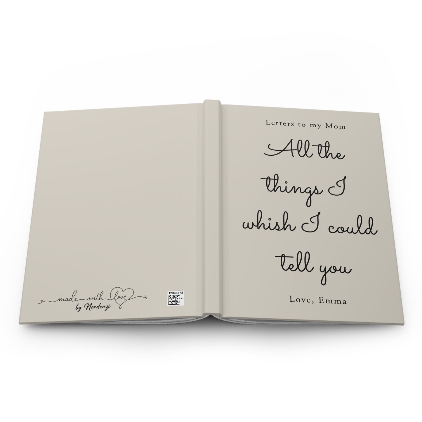 Letters to My Mom Custom Hardcover Journal — Grief, Memories & Keepsake Writing Book
