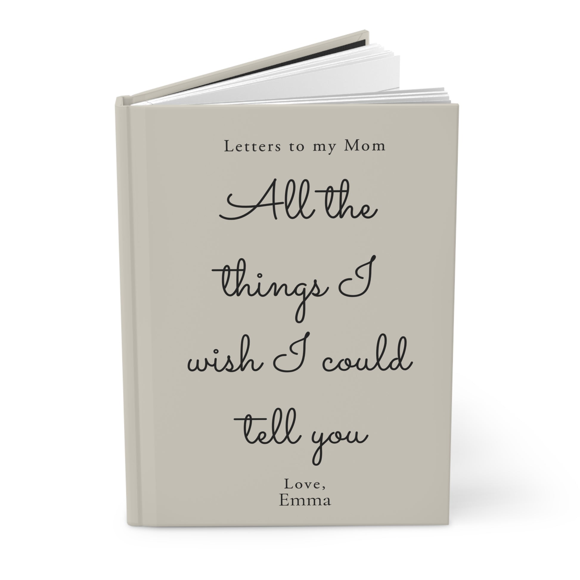 Letters to My Mom Custom Hardcover Journal — personalization name closeup | Nordenzi