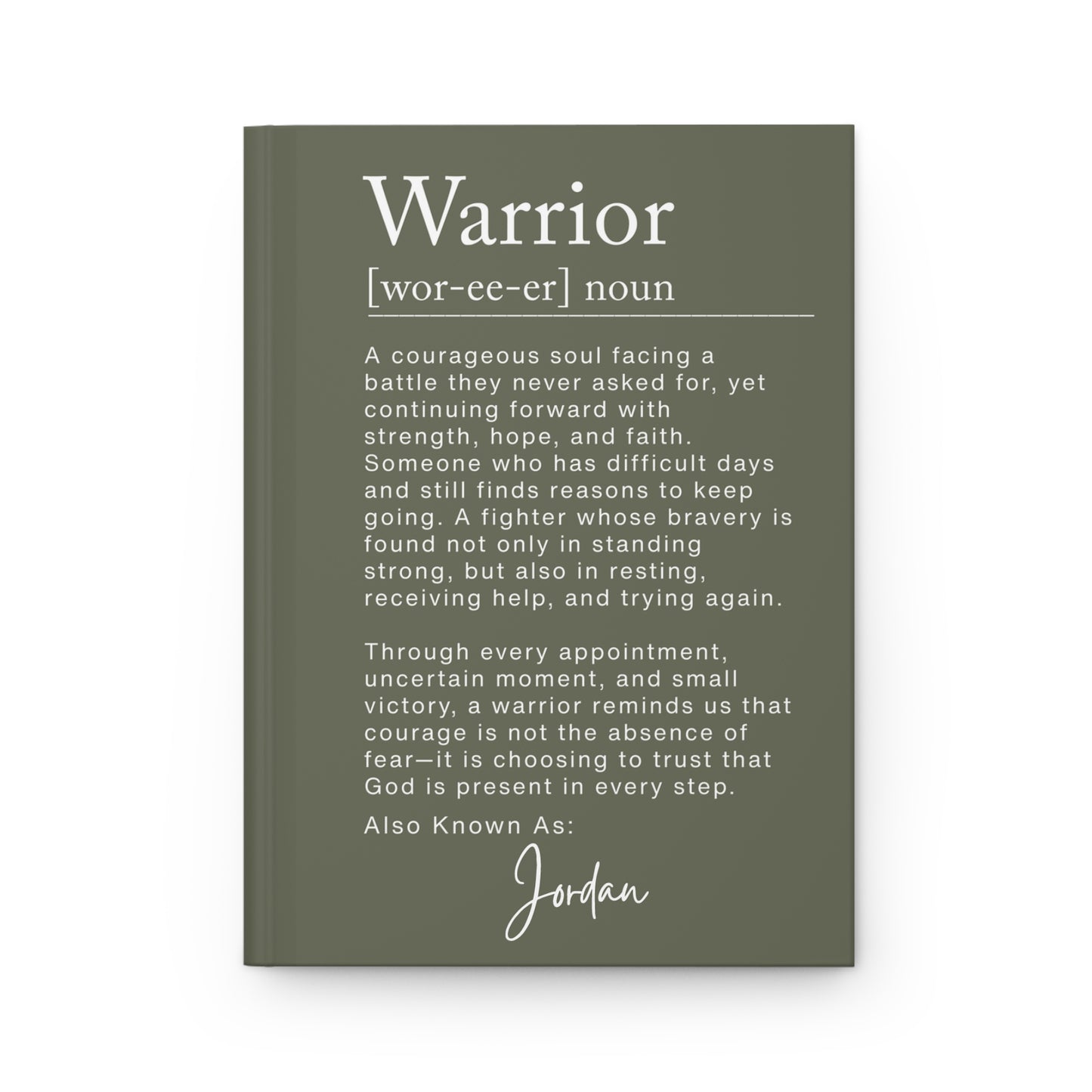 Warrior Definition Personalized Journal – Christian Encouragement Gift for Illness & Hard Seasons