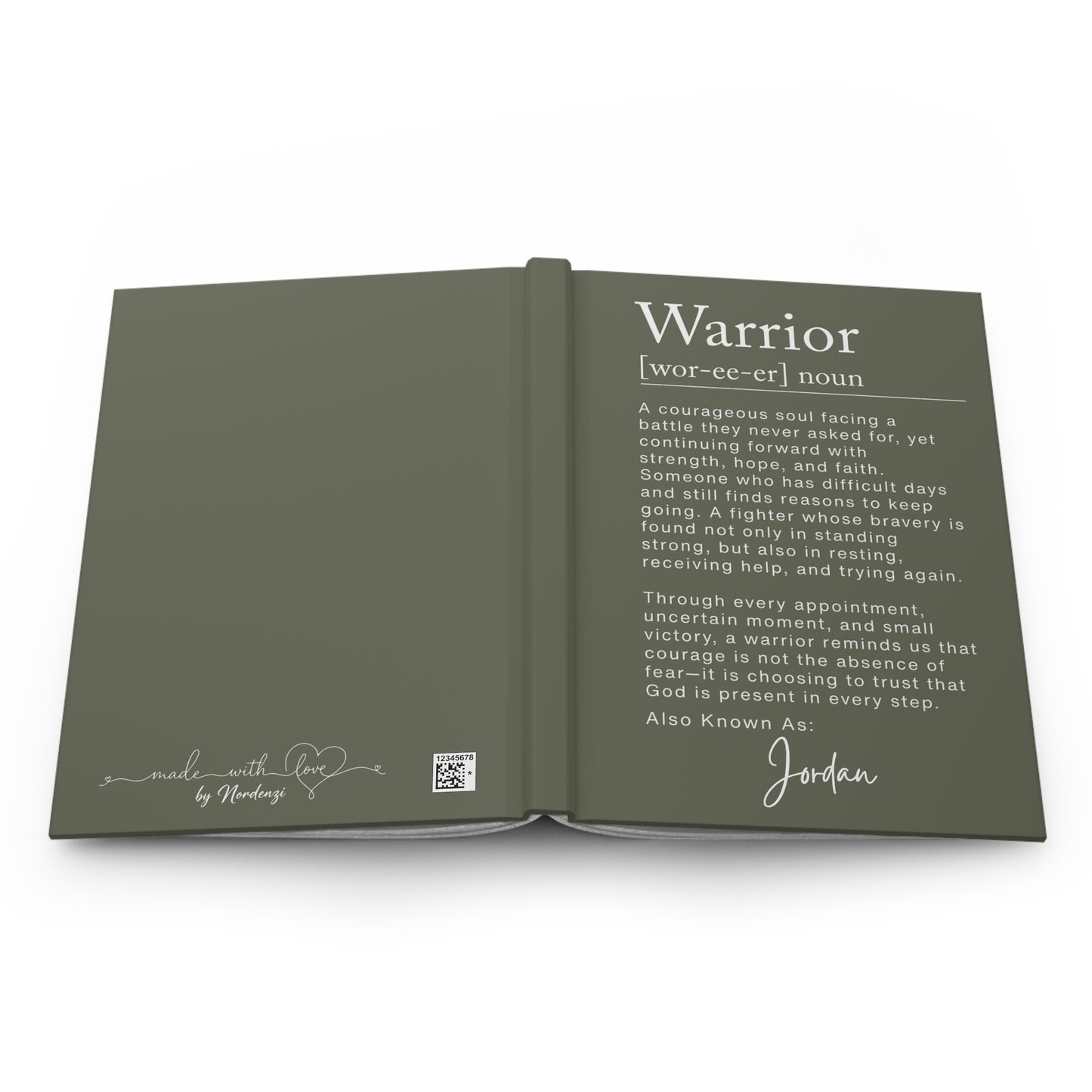 Warrior Definition Personalized Journal – Christian Encouragement Gift for Illness & Hard Seasons