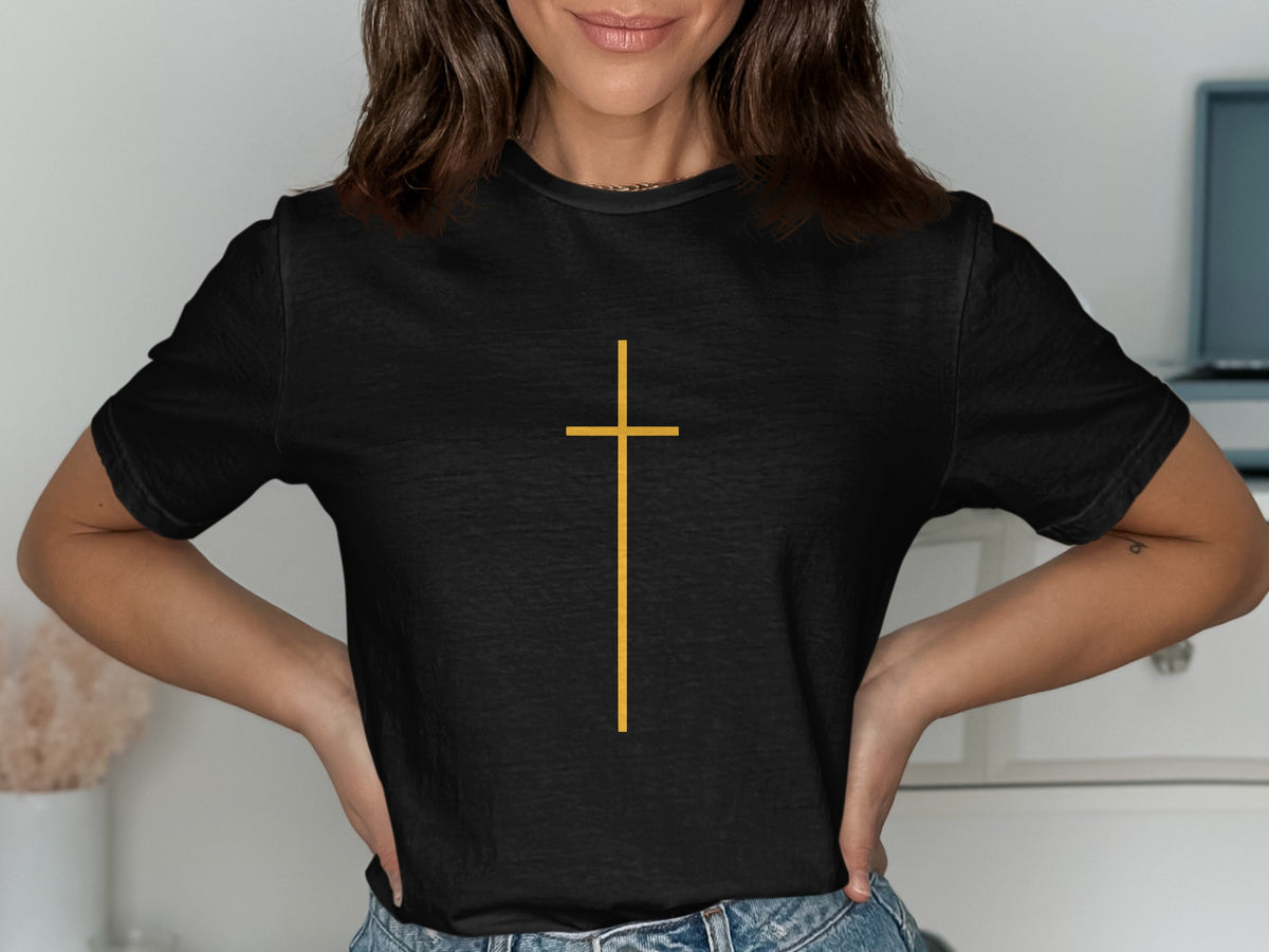 Minimalist Golden Cross T-Shirt