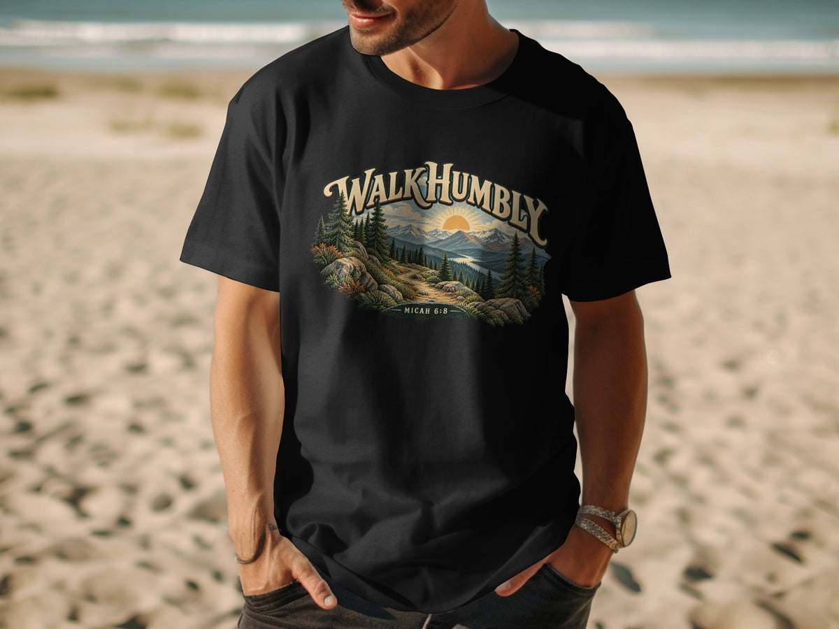 Walk Humbly Micah 6:8 Mountain T-Shirt