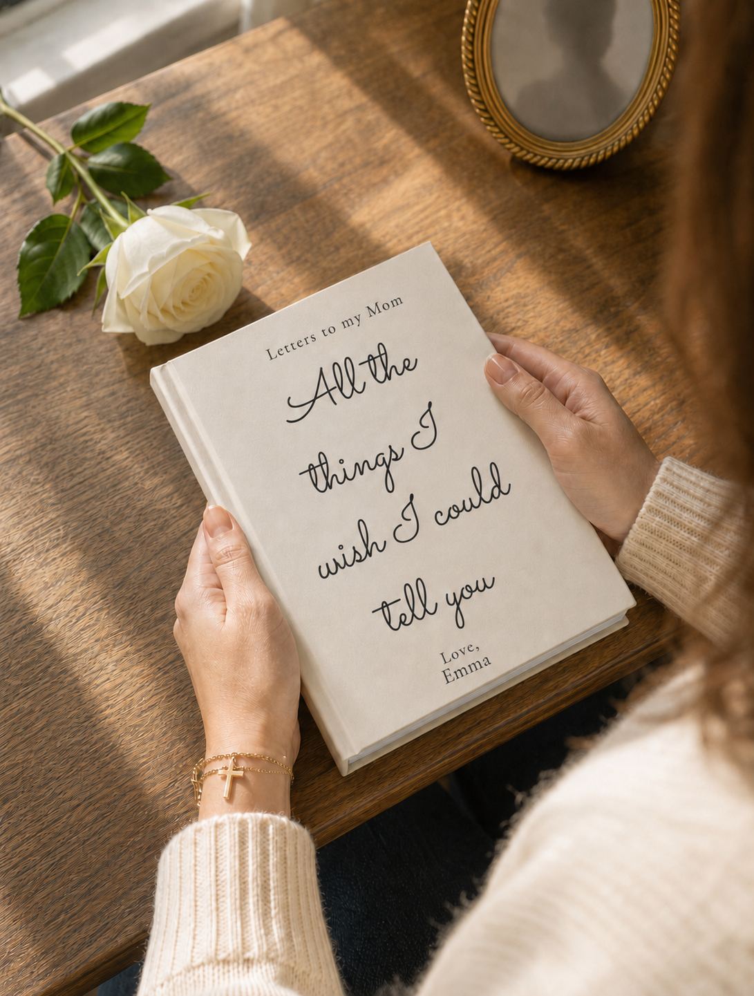 Letters to My Mom Custom Hardcover Journal — back cover detail | Nordenzi