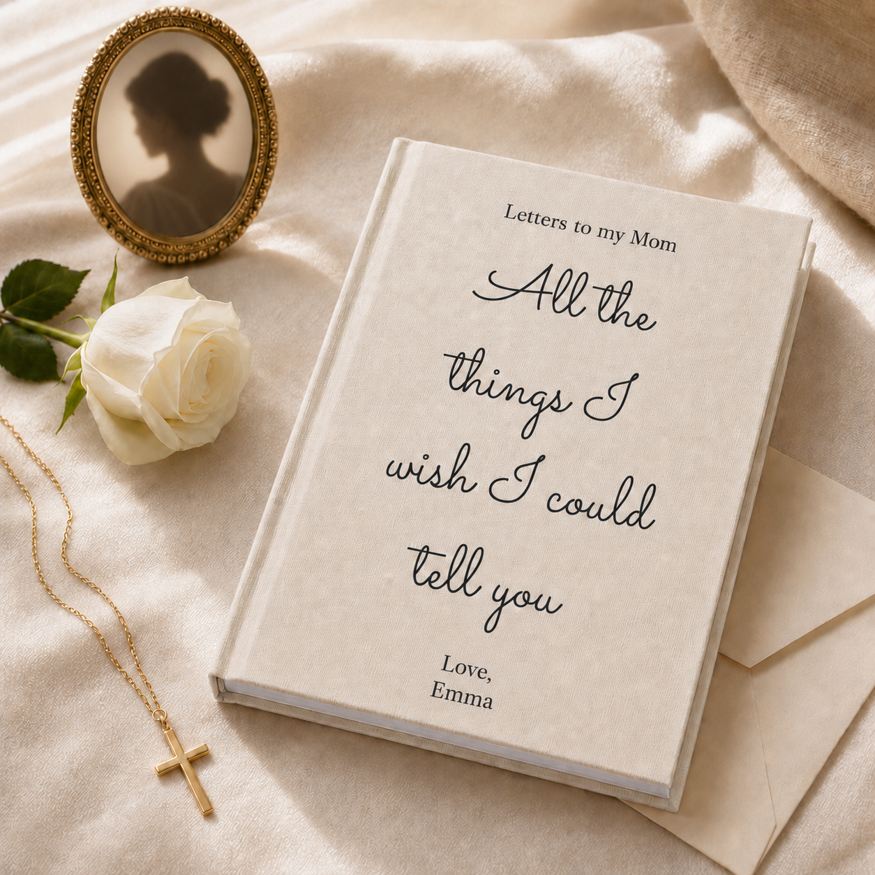 Letters to My Mom Custom Hardcover Journal — personalized front cover closeup | Nordenzi