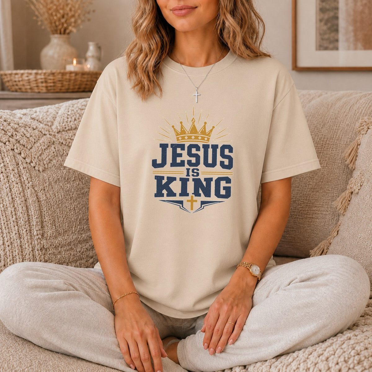 Jesus Is King Vintage Crown T-Shirt