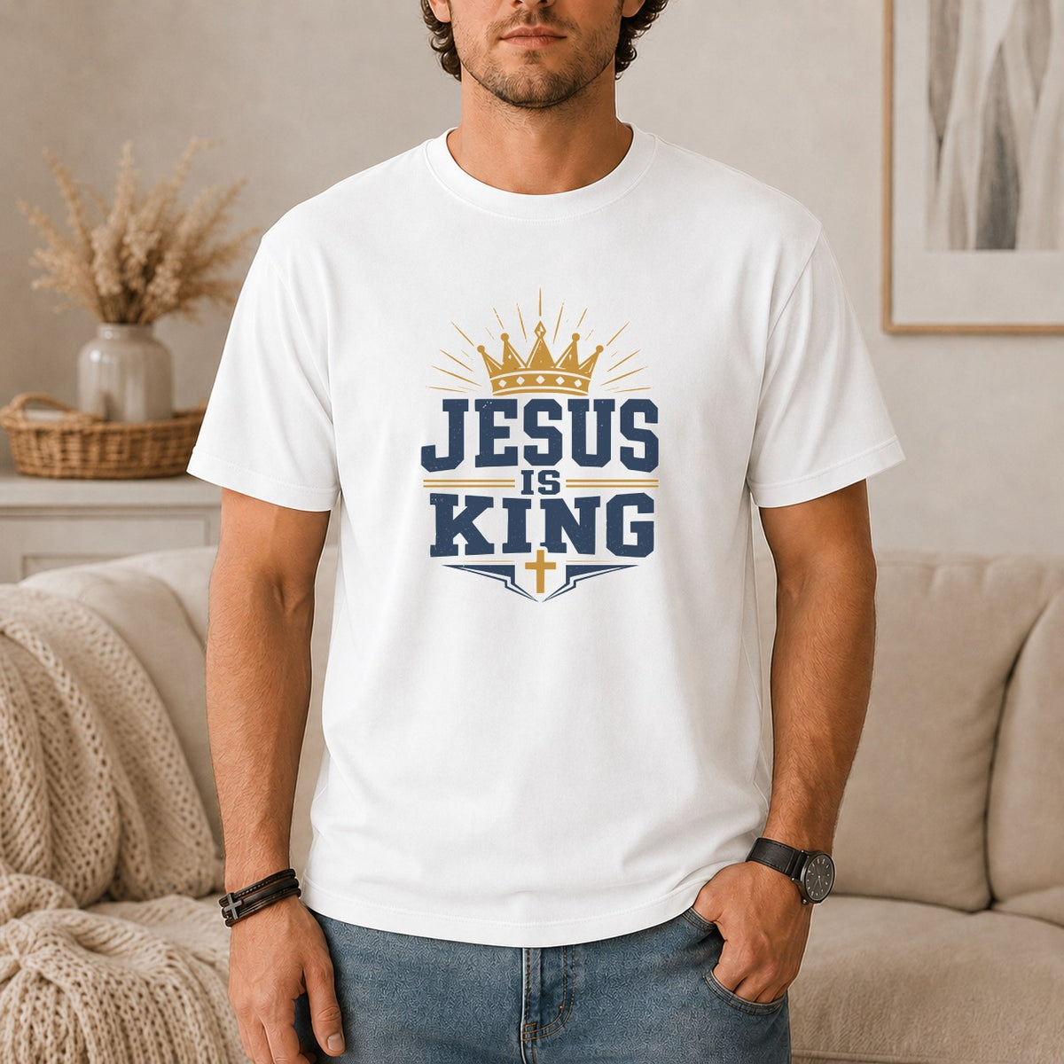 Jesus Is King Vintage Crown T-Shirt