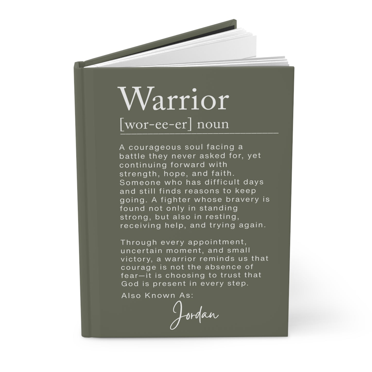 Warrior Definition Personalized Journal – Christian Encouragement Gift for Illness & Hard Seasons