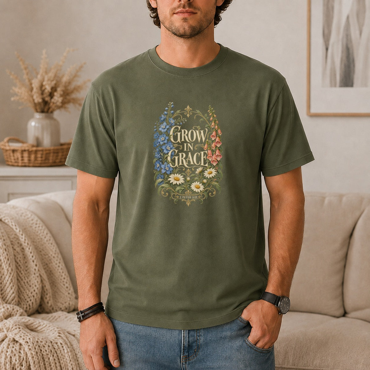 Grow In Grace Vintage Botanical T-Shirt