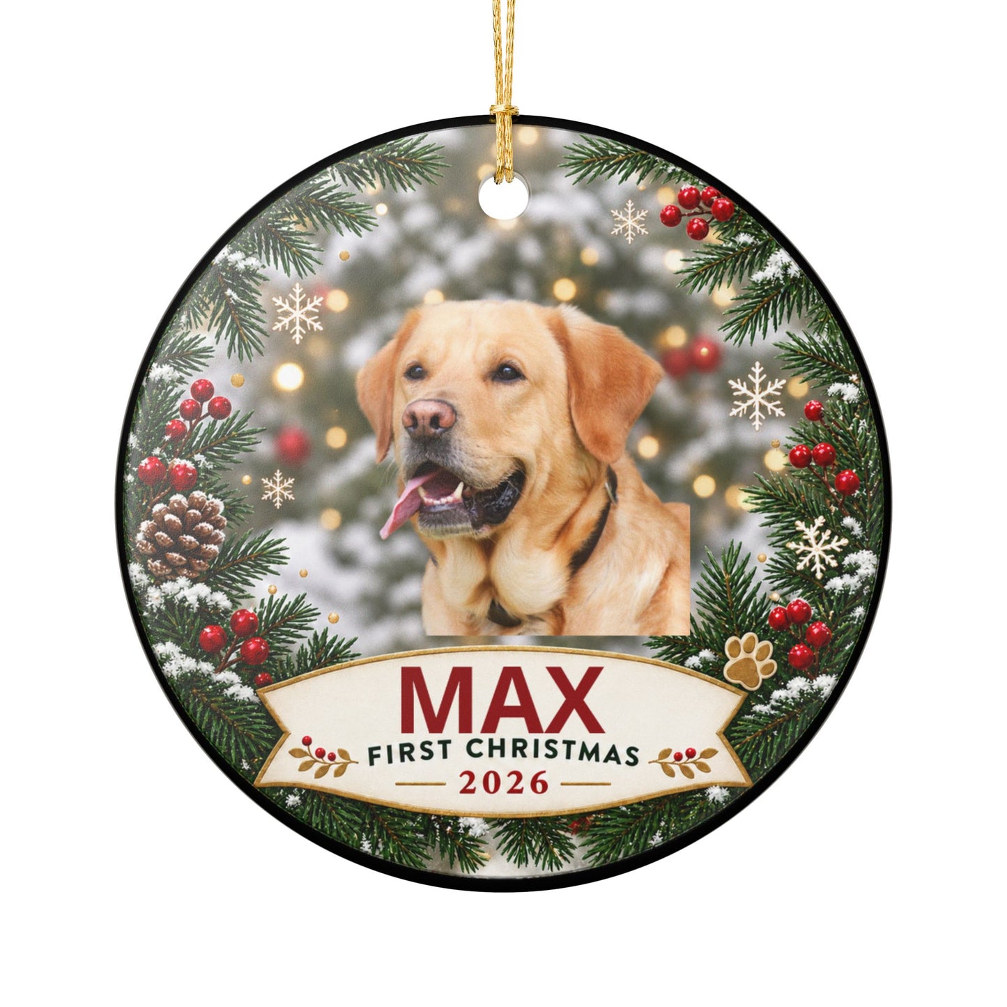 Personalized Pet Photo Ceramic First Christmas Ornament