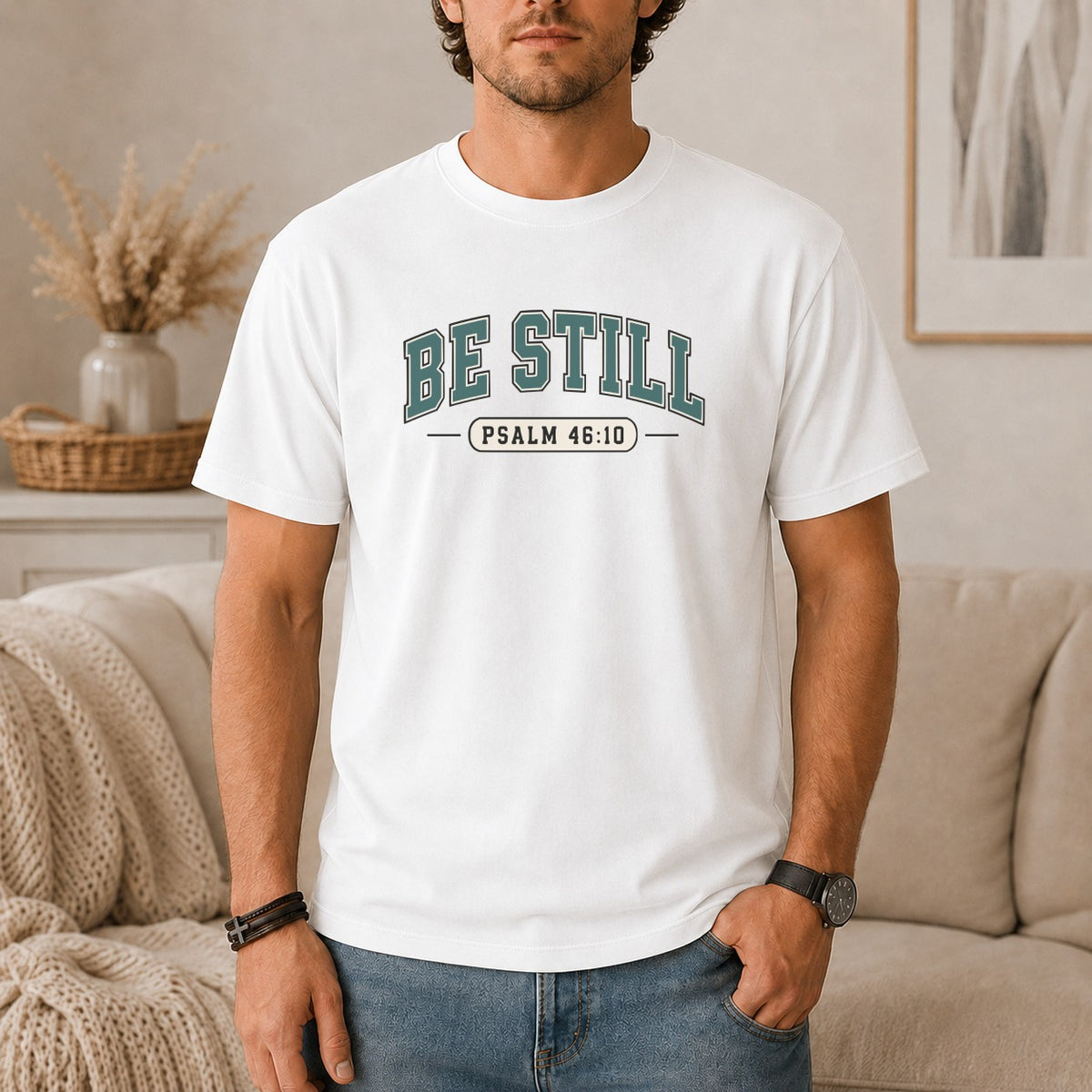 Be Still Psalm 46:10 Collegiate T-Shirt