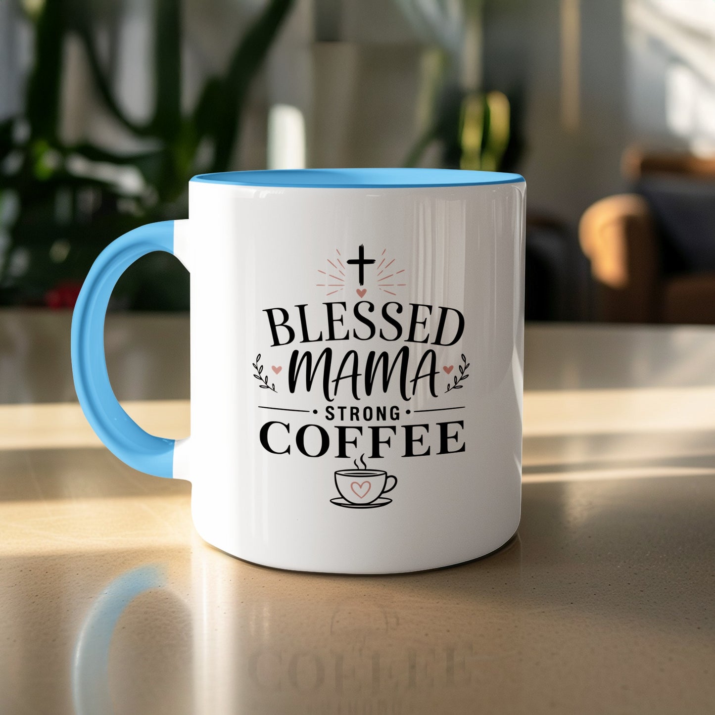 Blessed Mama coffee mug lifestyle photo — Christian gift for mom | The Faith World