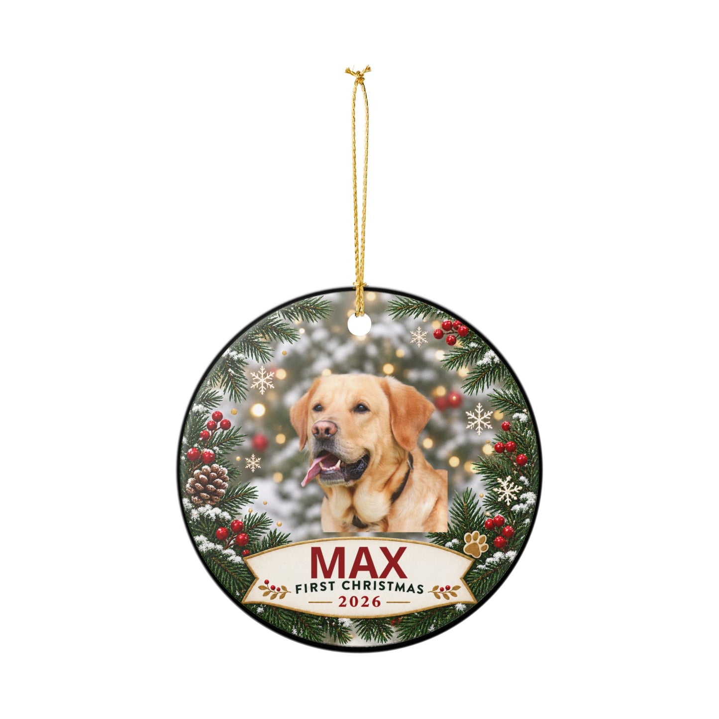 Personalized Pet Photo Ceramic First Christmas Ornament