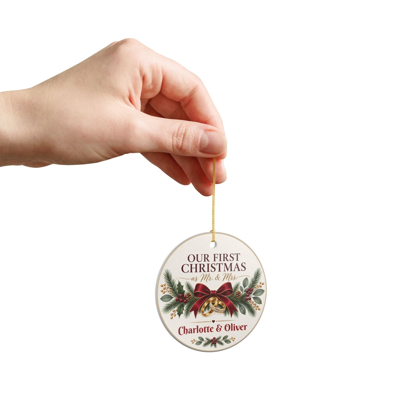 First Christmas Mr. & Mrs. Ornament — Personalized Wedding/Newlywed Holiday Keepsake