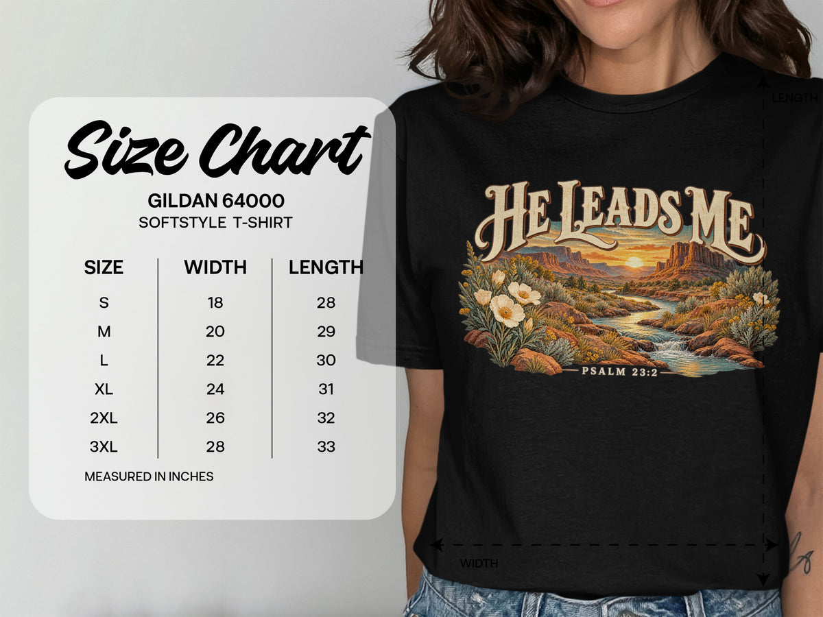 He Leads Me Western Desert T-Shirt