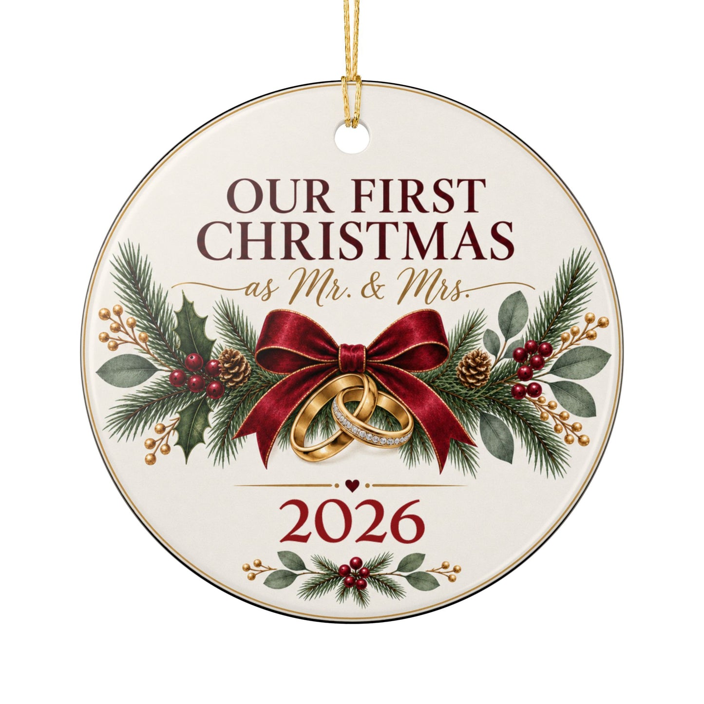 First Christmas Mr. & Mrs. Ornament — Personalized Wedding/Newlywed Holiday Keepsake