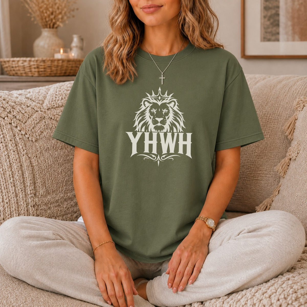 YHWH Crowned Lion Graphic T-Shirt