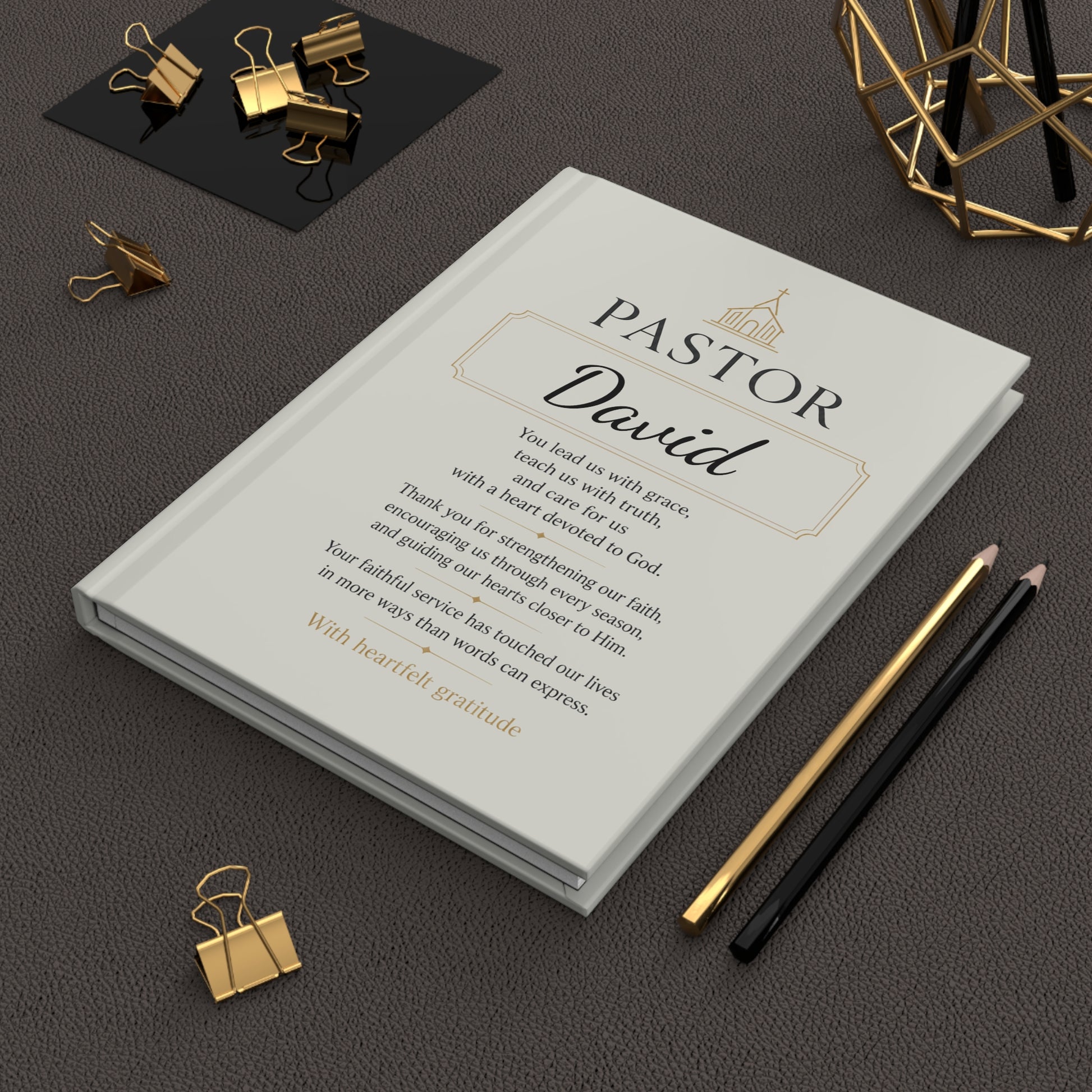 Pastor Personalized Hardcover Journal — matte cover texture detail | Nordenzi