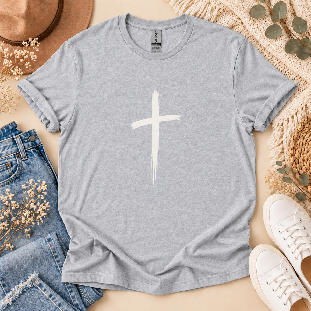 Brushstroke Cross Graphic T-Shirt