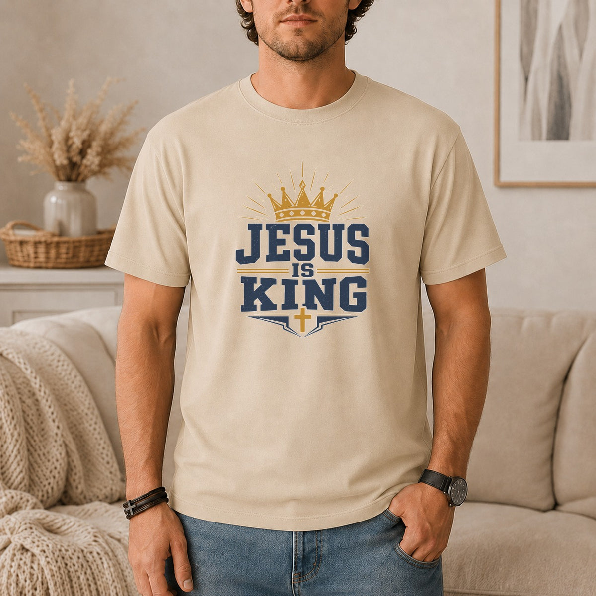 Jesus Is King Vintage Crown T-Shirt