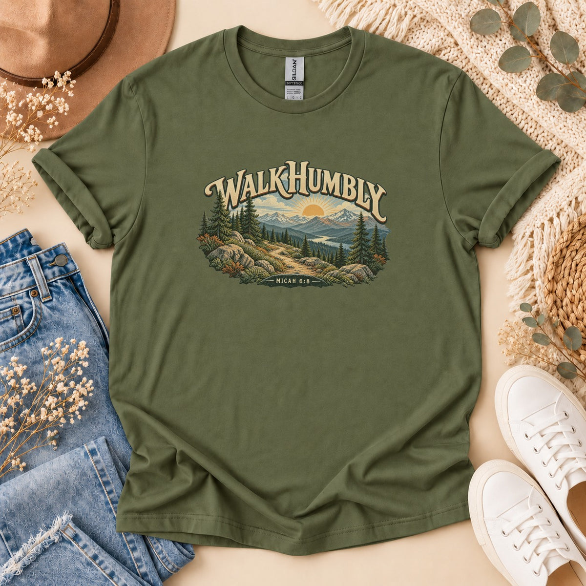 Walk Humbly Micah 6:8 Mountain T-Shirt