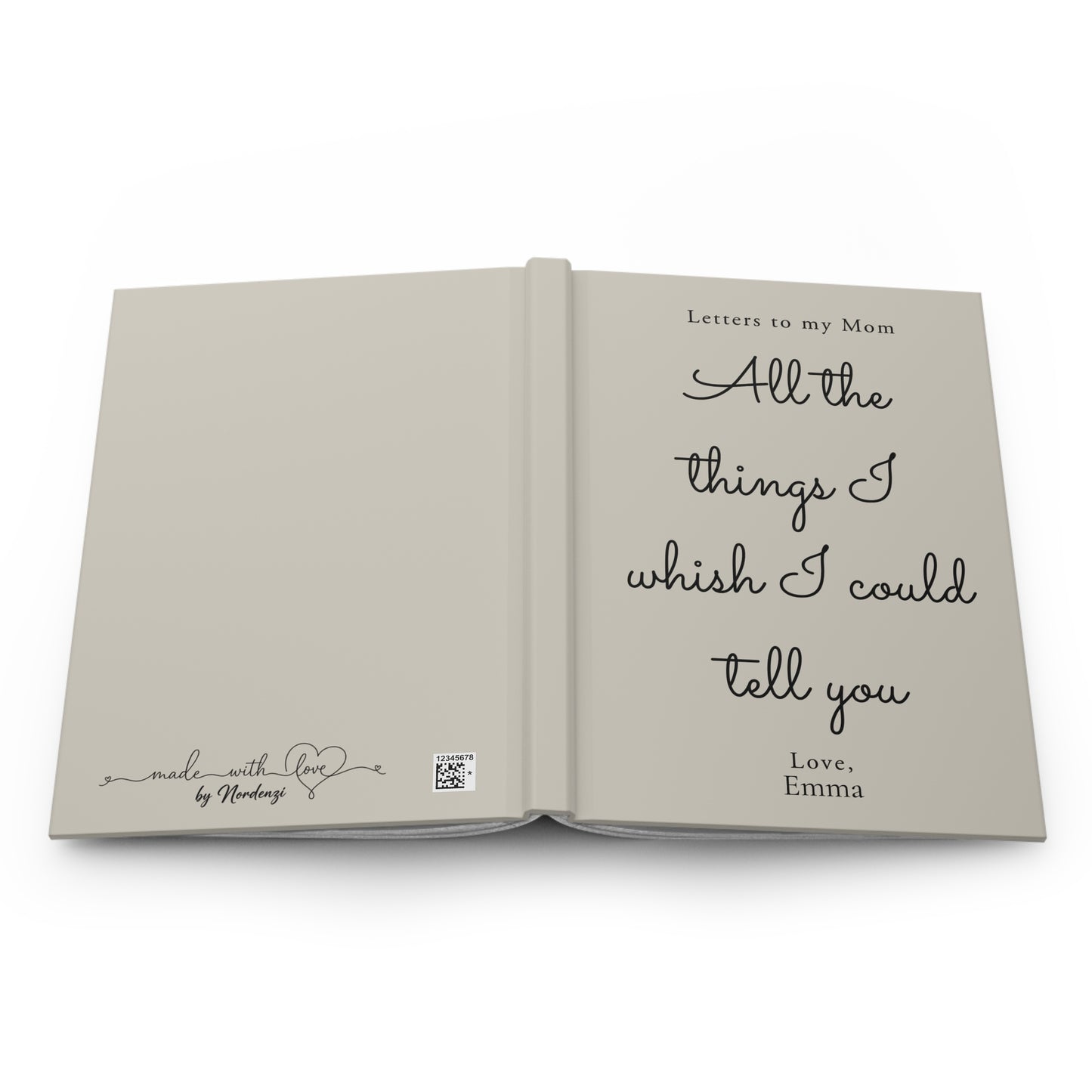 Letters to My Mom Custom Hardcover Journal — Grief, Memories & Keepsake Writing Book