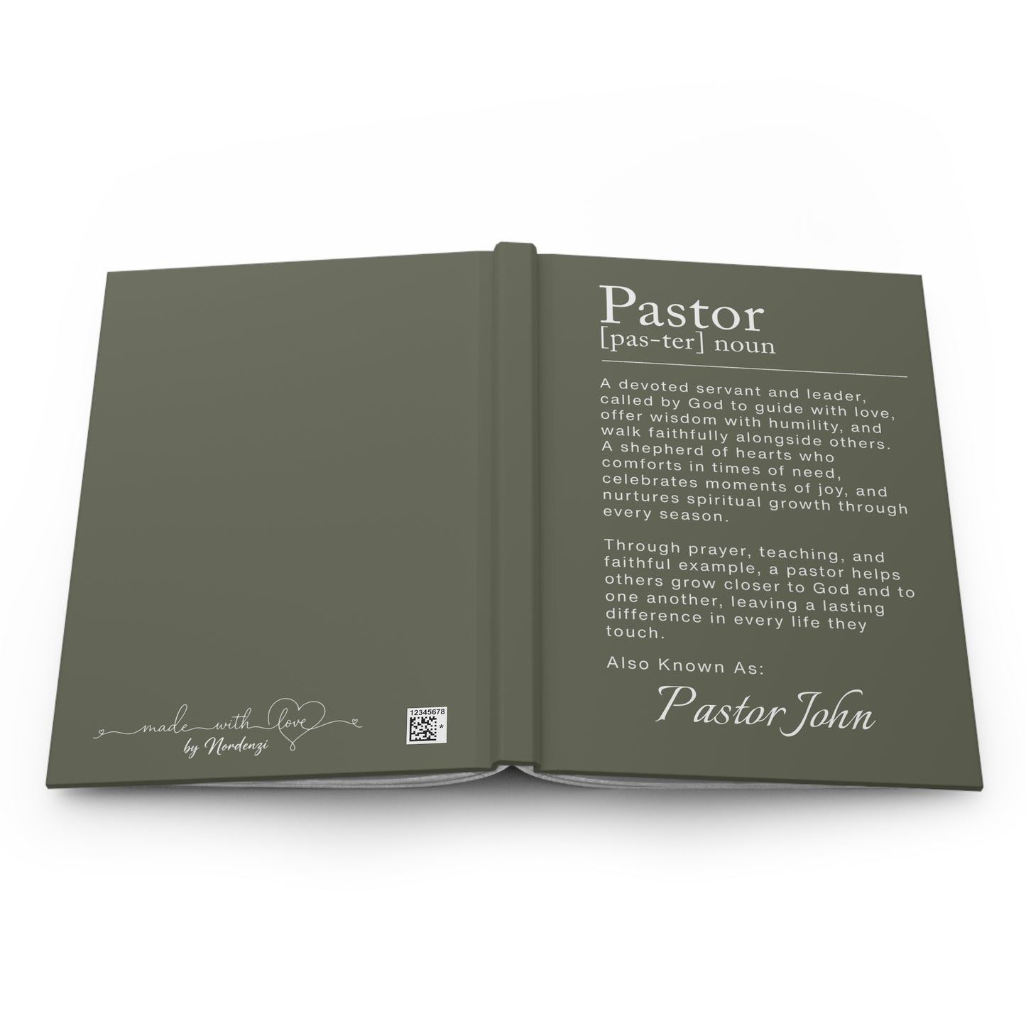 Pastor Definition Personalized Journal – Christian Appreciation Gift for Pastor Appreciation Month