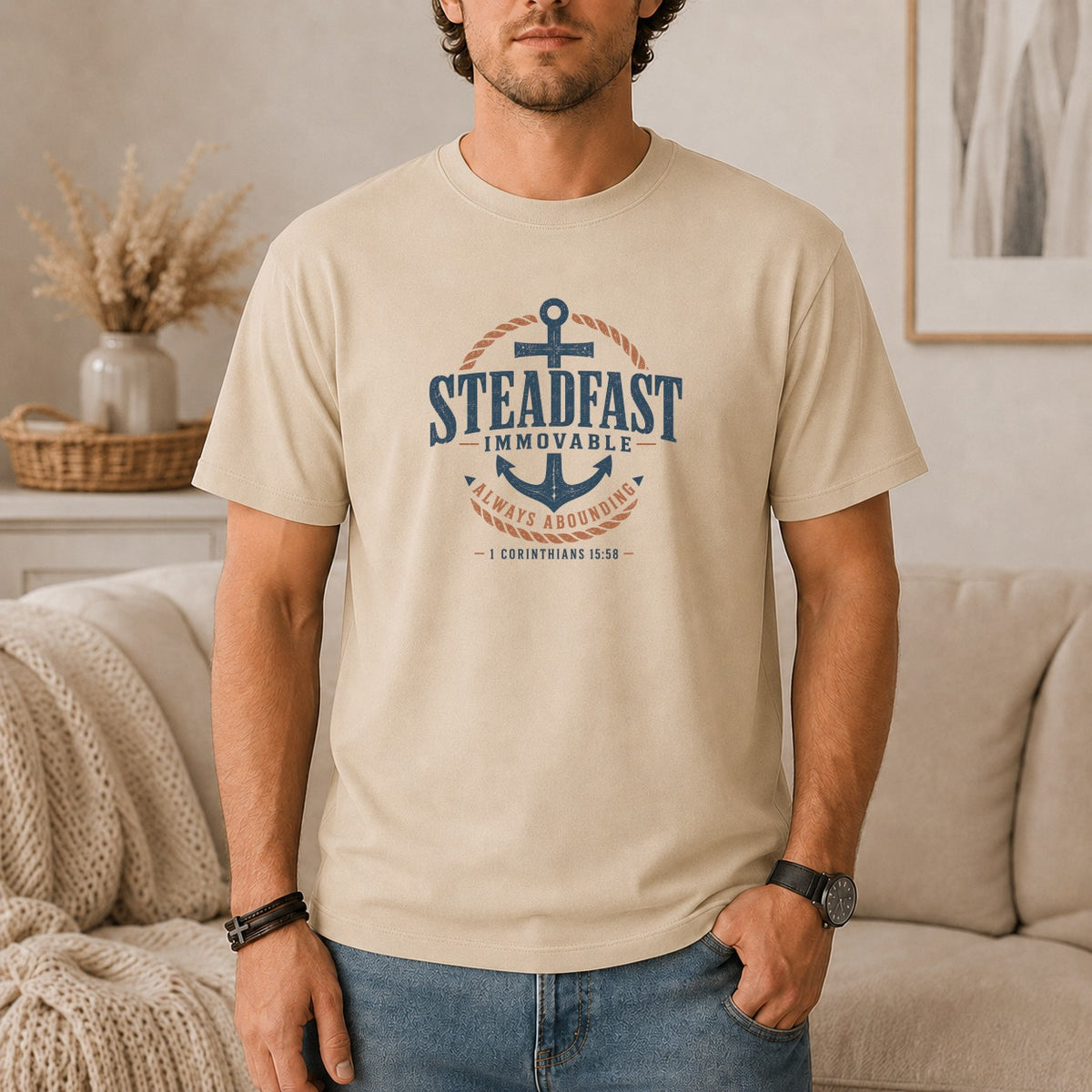 Steadfast Nautical Anchor Graphic T-Shirt