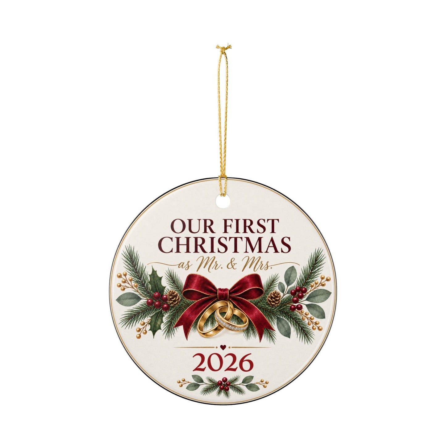 First Christmas Mr. & Mrs. Ornament — Personalized Wedding/Newlywed Holiday Keepsake