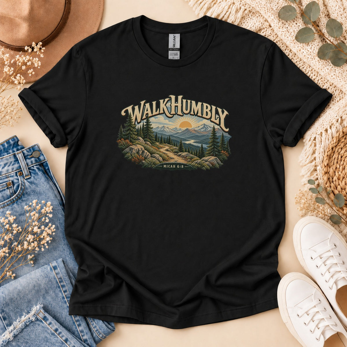 Walk Humbly Micah 6:8 Mountain T-Shirt