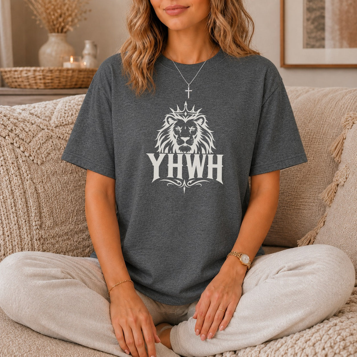 YHWH Crowned Lion Graphic T-Shirt