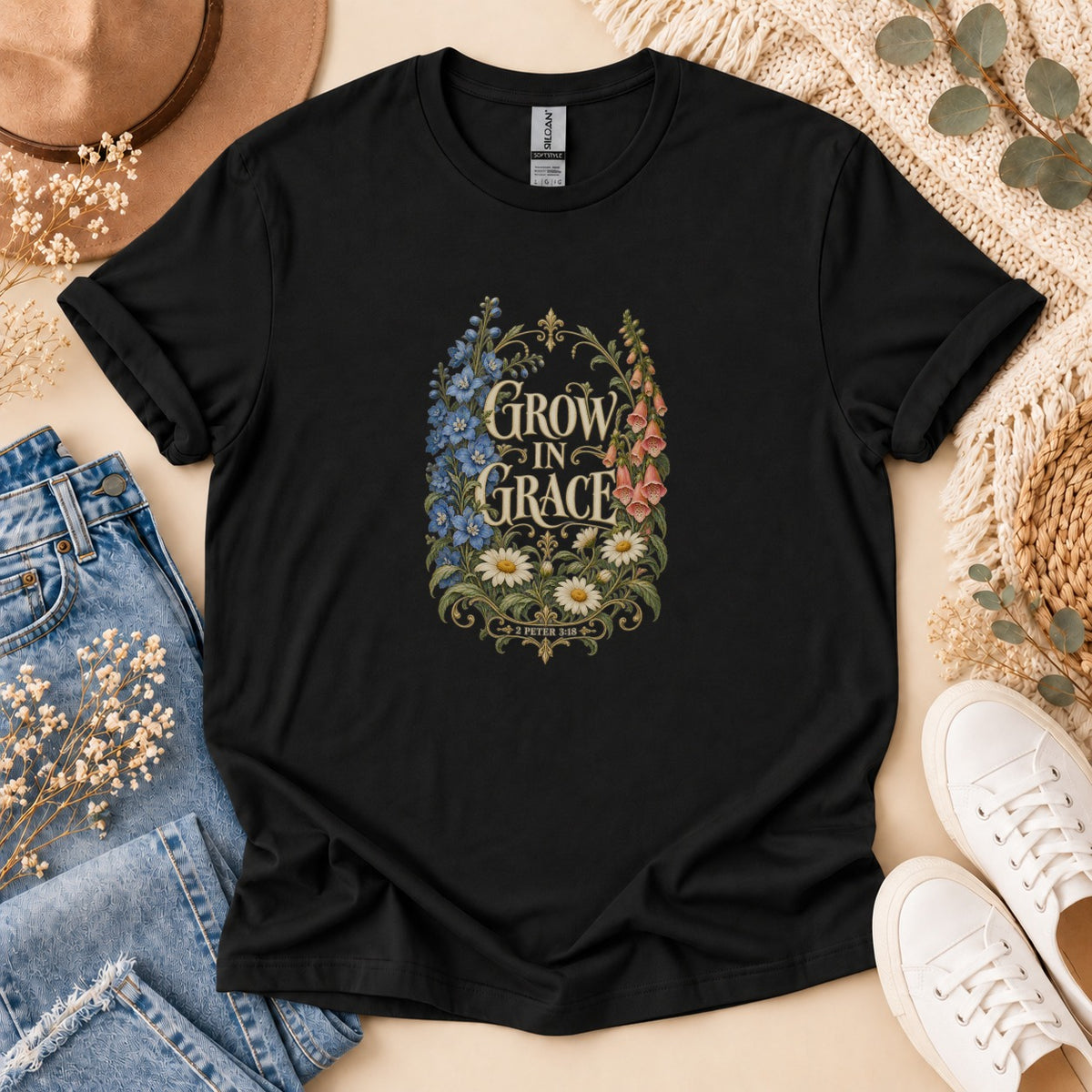 Grow In Grace Vintage Botanical T-Shirt