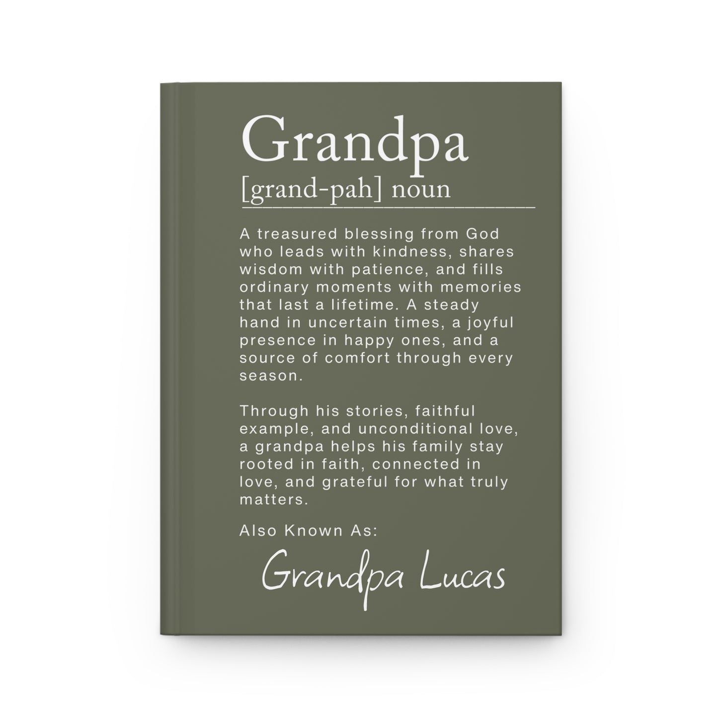 Grandpa Definition Personalized Journal – Christian Keepsake Gift for Papa, Pop & Grandpa