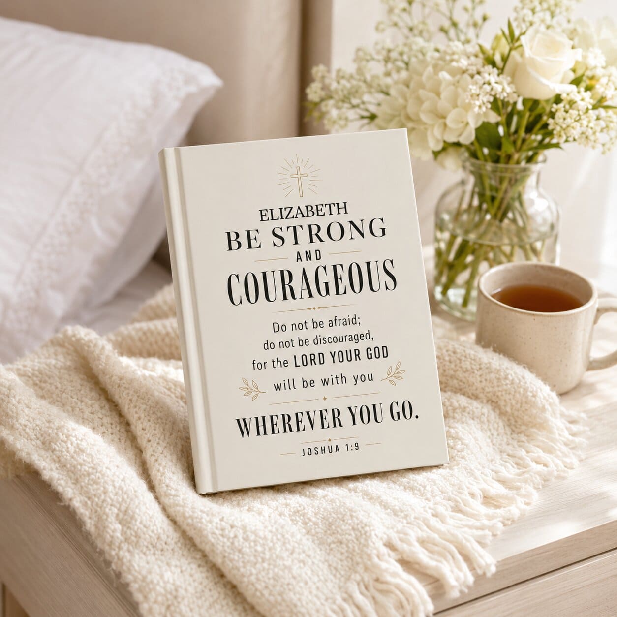 Be Strong and Courageous Hardcover Journal — Healing & Encouragement Gift for Illness (Joshua 1:9)